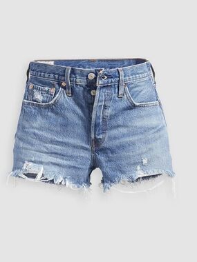 Levi's Distressed Light Blue 501 Denim Jean Shorts